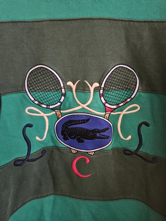 Lacoste Tennis Design Striped Crewneck Sweatshirt Mens Extra Large Embroidered - Picture 5 of 8